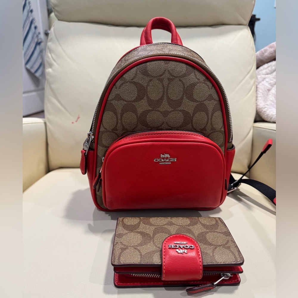 Authentic coach mini backpack and medium wallet